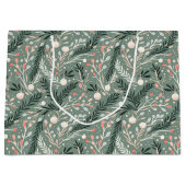 Christmas Holly Pattern Groot Cadeauzakje (Voorkant)