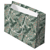 Christmas Holly Pattern Groot Cadeauzakje (Voorkant Gekanteld)