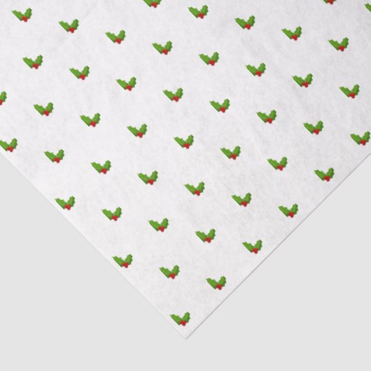 Christmas Holly Pattern Holiday Gift Wrap Feesteli Tissuepapier (Detail)