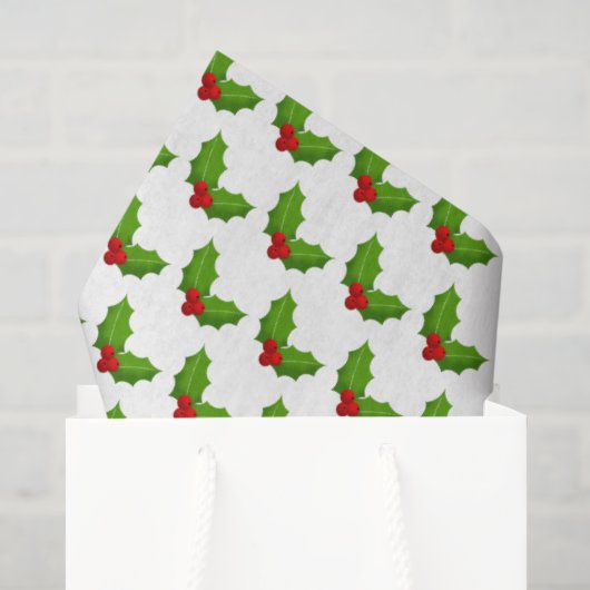 Christmas Holly Pattern Holiday Gift Wrap Feesteli Tissuepapier (Cadeauzakje)