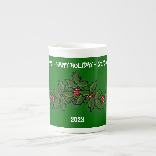 Christmas Holly Specialty Mug Porselein Kop (Voorkant)