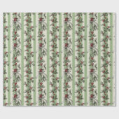 Christmas Holly Stripe Toile Elegant  Cadeaupapier (Vlak)