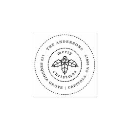 Christmas Holly verlaat familienaam retouradres Rubberstempel