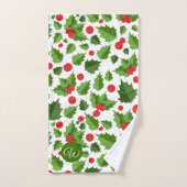 Christmas Holly verlaat monogram badhanddoek set Bad Handdoek (Handdoek)