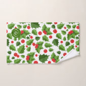 Christmas Holly verlaat monogram badhanddoek set Bad Handdoek (Handdoek)