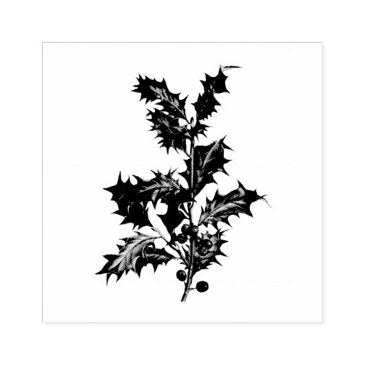  "CHRISTMAS HOLLY" WOOD ART STAMP RUBBERSTEMPEL (Afrduk)