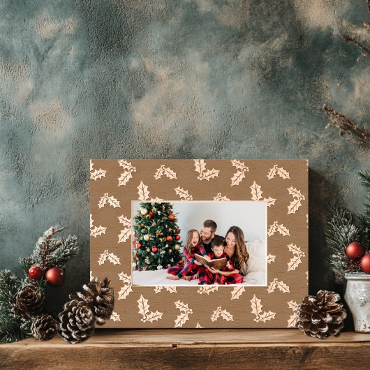 Christmas Holly Wooden Gegraveerde Lijstjes