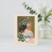 "Christmas Holly Wreath" Greeting Card Feestdagenkaart (Staand voorkant)