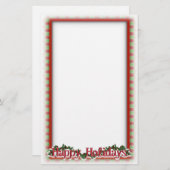 Christmas Holly Wreath Holiday Schrijven Briefpapier (Voorkant / Achterkant)