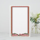 Christmas Holly Wreath Holiday Schrijven Briefpapier (Staand voorkant)