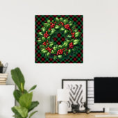 Christmas Holly Wreath Poster (Thuiskantoor)