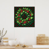 Christmas Holly Wreath Poster (Keuken)