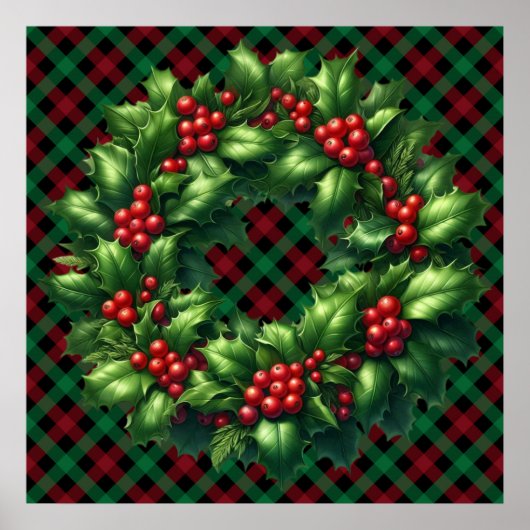 Christmas Holly Wreath Poster (Voorkant)