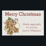 Christmas Home Made Label Sticker<br><div class="desc">Label je zelfgemaakte vakantie goody cadeaus met deze stijlvolle kerst custom sticker. Grafiek van een linnen uitziende achtergrond en schattige graphics van peperkoek mannen en andere vakantiegerechten, versier de linkerkant van het label. Personaliseer de rode tekst om te lezen wat je wilt. Geweldig voor alles wat je kunt maken, van...</div>