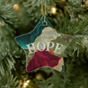 Christmas Hope Golden Snowflake Keramisch Ornament
