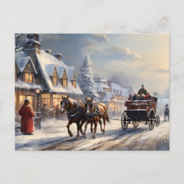 Christmas Horse-Drawn Carriage Street Feestdagenkaart