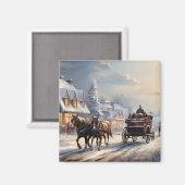 Christmas Horse-Drawn Carriage Street Magneet (Voorkant / Achterkant)