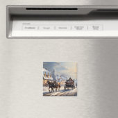 Christmas Horse-Drawn Carriage Street Magneet (Insitu (Vaatwasser))