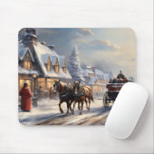 Christmas Horse-Drawn Carriage Street Muismat (Met muis)