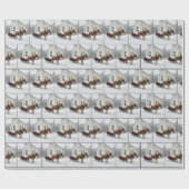 Christmas Horse-Drawn Sleigh Waiting By a Chapel Cadeaupapier (Vlak)