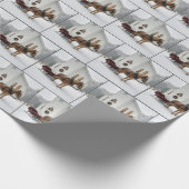 Christmas Horse-Drawn Sleigh Waiting By a Chapel Cadeaupapier (Hoek)