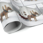 Christmas Horse-Drawn Sleigh Waiting By a Chapel Cadeaupapier (Rol Hoek)