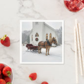 Christmas Horse-Drawn Sleigh Waiting By a Chapel Servet (Insitu)