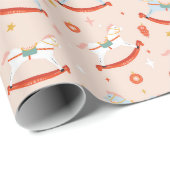 Christmas Horse Folk Art Cadeaupapier (Rol Hoek)