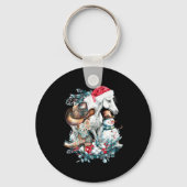 Christmas Horse In Santa Hat Cowgirl Cowboy Boots Sleutelhanger (Voorkant)