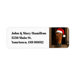 Christmas Horse In Stable Window Etiket