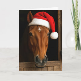 Christmas Horse In Stable Window Kaart