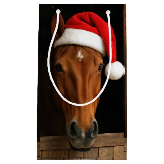 Christmas Horse In Stable Window Klein Cadeauzakje (Voorkant)