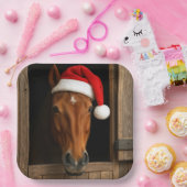 Christmas Horse In Stable Window Papieren Bordje (Feest)