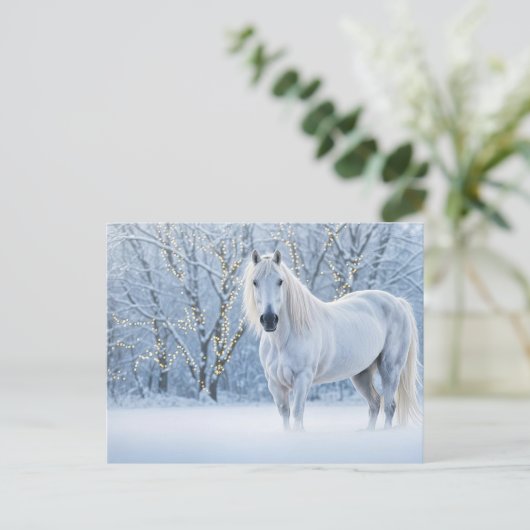 Christmas Horse Snow Lights Feestdagenkaart (Staand voorkant)