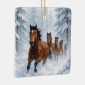 Christmas Horses Running Through a Snowy Forest Keramisch Ornament (Rechts)