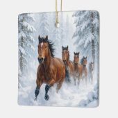 Christmas Horses Running Through a Snowy Forest Keramisch Ornament (Links)