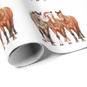 Christmas Horses Western Cowboy Santa Hat Farm Cadeaupapier (Rol Hoek)