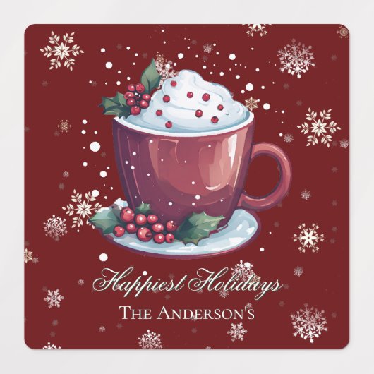 Christmas Hot Chocolate Personalized Red Baking Labels (Design 1)