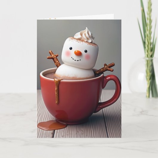Christmas Hot Chocolate Snowman Feestdagen Kaart (Voorkant)