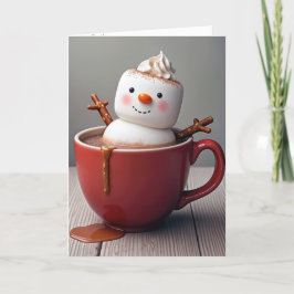 Christmas Hot Chocolate Snowman Feestdagen Kaart