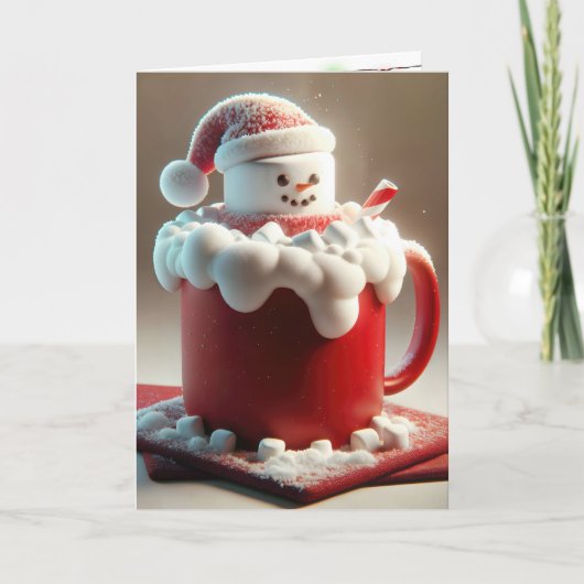 Christmas Hot Chocolate Snowman Feestdagen Kaart (Voorkant)