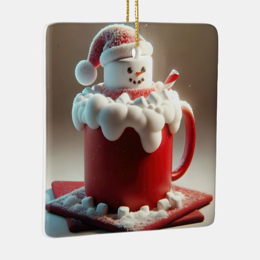 Christmas Hot Chocolate Snowman Keramisch Ornament (Rechts)