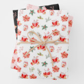 Christmas Hot Cocoa and Red Poinsettias Inpakpapier Vel (In situ)