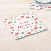 Christmas Hot Cocoa and Red Poinsettias Kartonnen Onderzetters (Schuin)