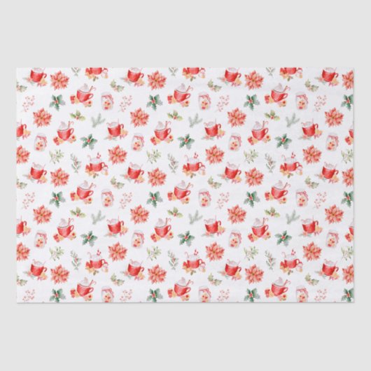 Christmas Hot Cocoa and Red Poinsettias Tissuepapier (Voorkant)