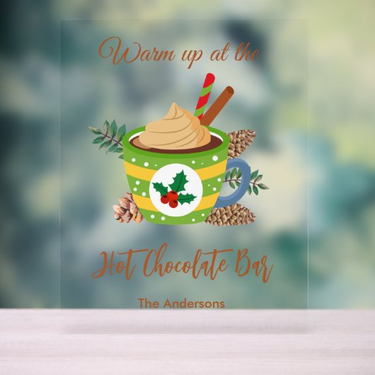 Christmas Hot Cocoa Chocolate Bar Acryl Bord (Neutraal)