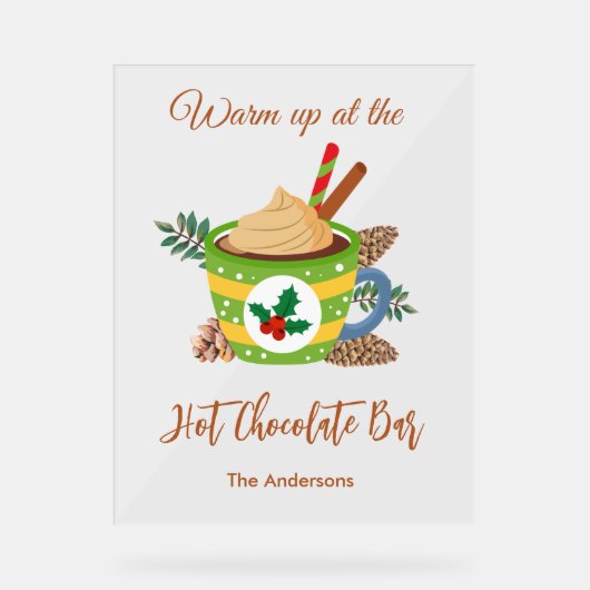 Christmas Hot Cocoa Chocolate Bar Acryl Bord (Voorkant)
