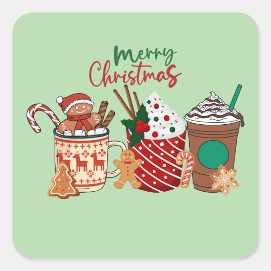 Christmas Hot Cocoa & Coffee Sticker (Voorkant)
