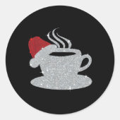 Christmas Hot Coffee Cup Santa's Hat Xmas Holidays Ronde Sticker (Voorkant)