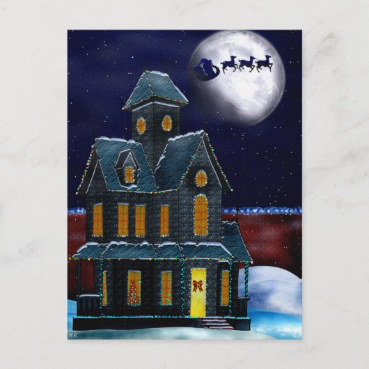 Christmas House Holiday Folk Art GIFT Kaart (Voorkant)